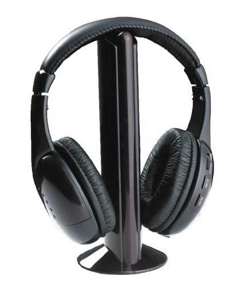 CableVantage New 5 in 1 Hi-Fi Wireless Headset Headphone Earphone for TV DVD MP3 PC Black