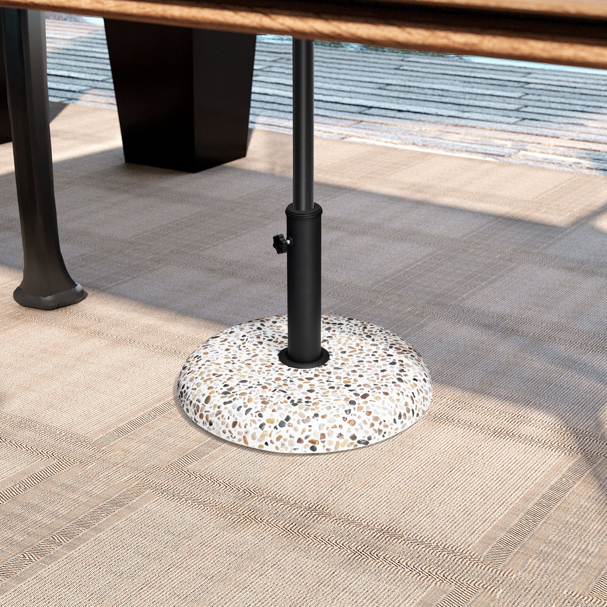 Crestlive Products Patio Umbrella Base, 45 lbs Round Cobblestone Concrete Umbrella Stand