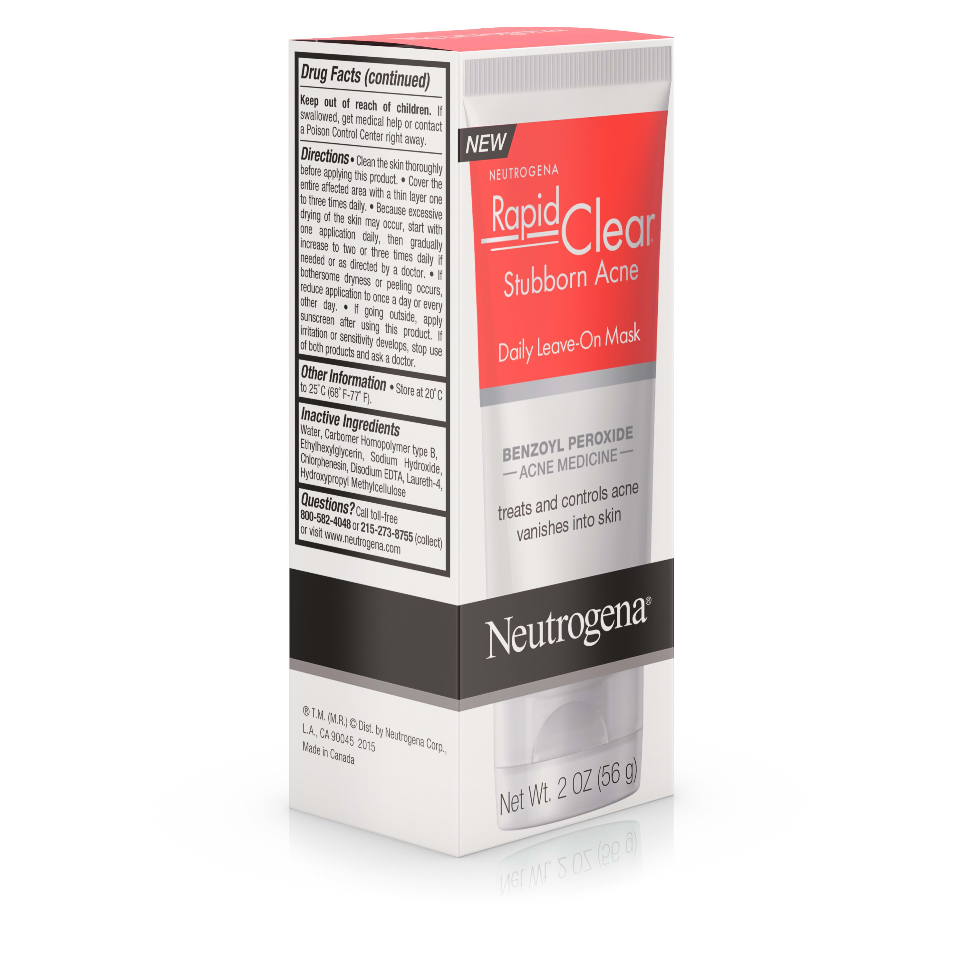 Neutrogena Rapid Clear Benzoyl Peroxide Leave-on Acne Face Mask, 2 oz - image 3 of 6