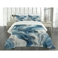 thumbnail image 4 of Ambesonne Blue Quilted Bedspread Set 3 Pcs, Surreal Oceanic Marble Print, Queen Size, Sky Blue and Off White, 4 of 4