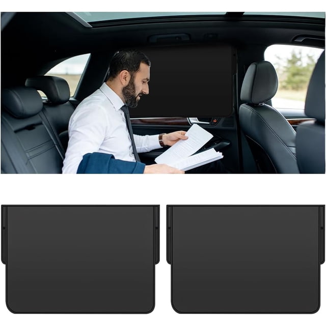 2PCS Car Window Shades, Magnetic Double Layer Side Sun Shade Cover Blocks Heat and UV Rays, Automotive Sunshade Privacy Curtain for Kids, Baby, Universal Vehicles (Back) - Rear