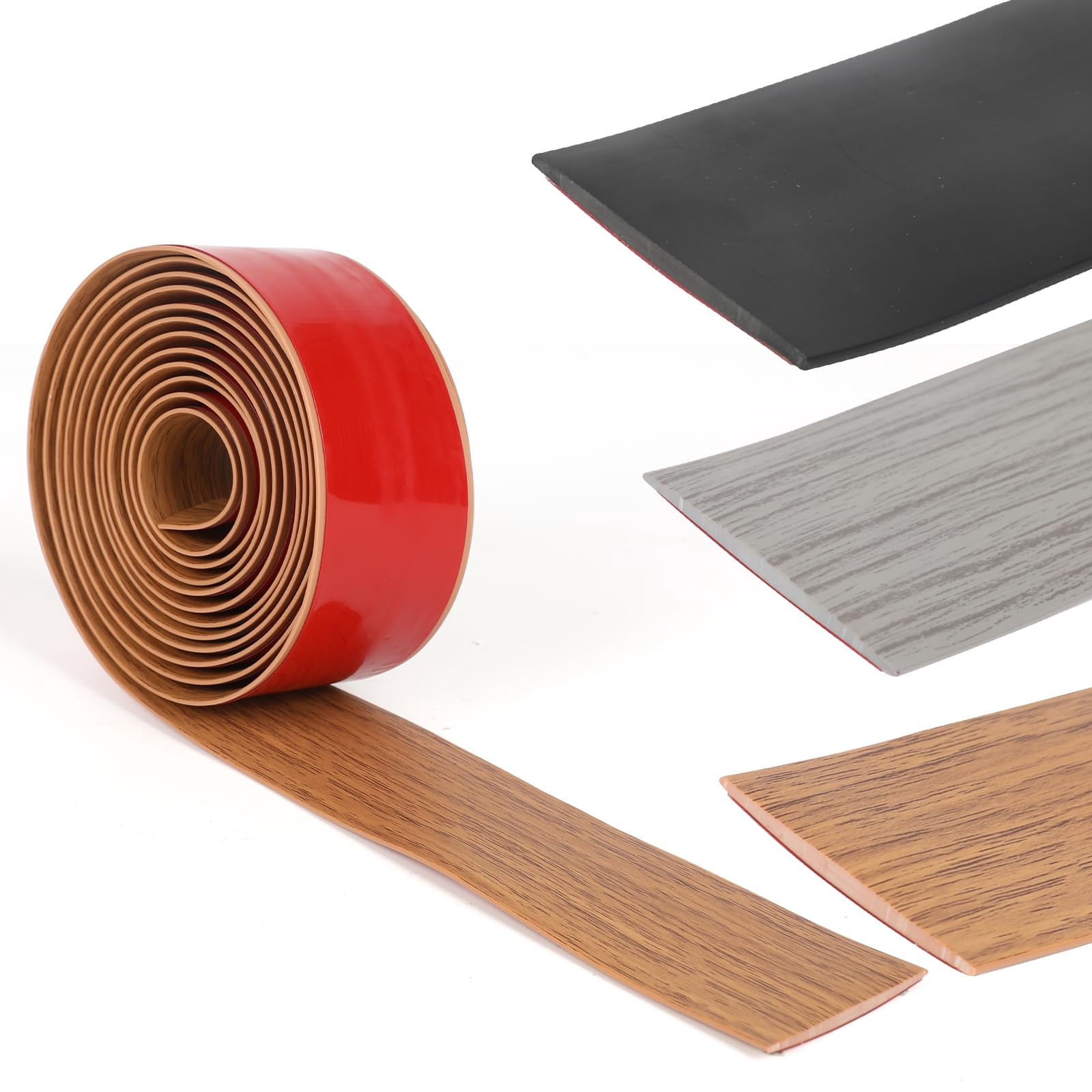 Vinyl Floor Transition Strip Trim Brown Wood Grain 2"-20 FT Self Adhesive Flooring Divider
