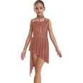 thumbnail image 3 of Doomiva Kids Girls Lyrical Dance Dress Floral Lace Contemporary Dance Dress Sleeveless Ballet Leotard High Low Skirt Dusty Pink 6, 3 of 5