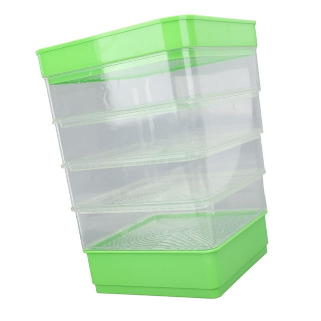 Kit De Germinador Apilable De 4 Niveles, Bandeja De Inicio De Plántulas Con Tapa, Bandejas De Almacenamiento Para Cultivadores De Semillas De Pasto De Trigo, Bandejas De Cultivo
