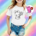 thumbnail image 3 of MIXUE Toddler Girls Tops & T-Shirts Easter Bunny Kids Cute Diy Egg Graphic Print Soft Round Neck Short Sleeve Pullover Tee Shirts Sportwear,White,4-5 Years, 3 of 6