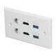 thumbnail image 4 of Placa de pared de 6 puertos, interfaz Multimedia 2xHD, 2xCat6, 2xUSB3.0, placa de pared Ethernet RJ45 para ordenador proyector HDTV, 4 of 8