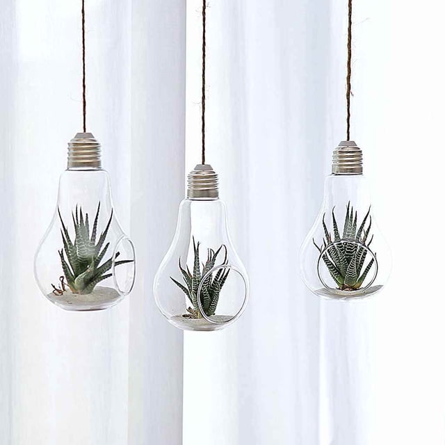 1/2/3pcs Light Bulb Shape Glass Planter Hanging Decorative Vase Hydroponic Plant Container Flower Pots Wedding Wall Decorative Vase