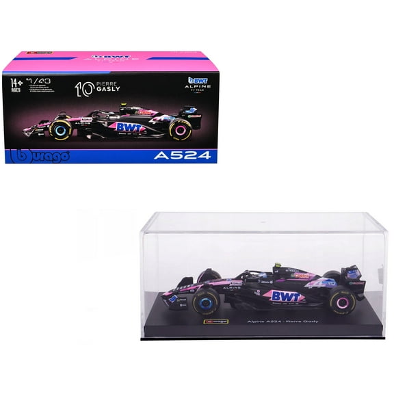 Alpine A524 #10 Pierre Gasly "BWT" " F1 World Championship" (2024) w/Figure and Case 1/43 Diecast Model Car by Bburago