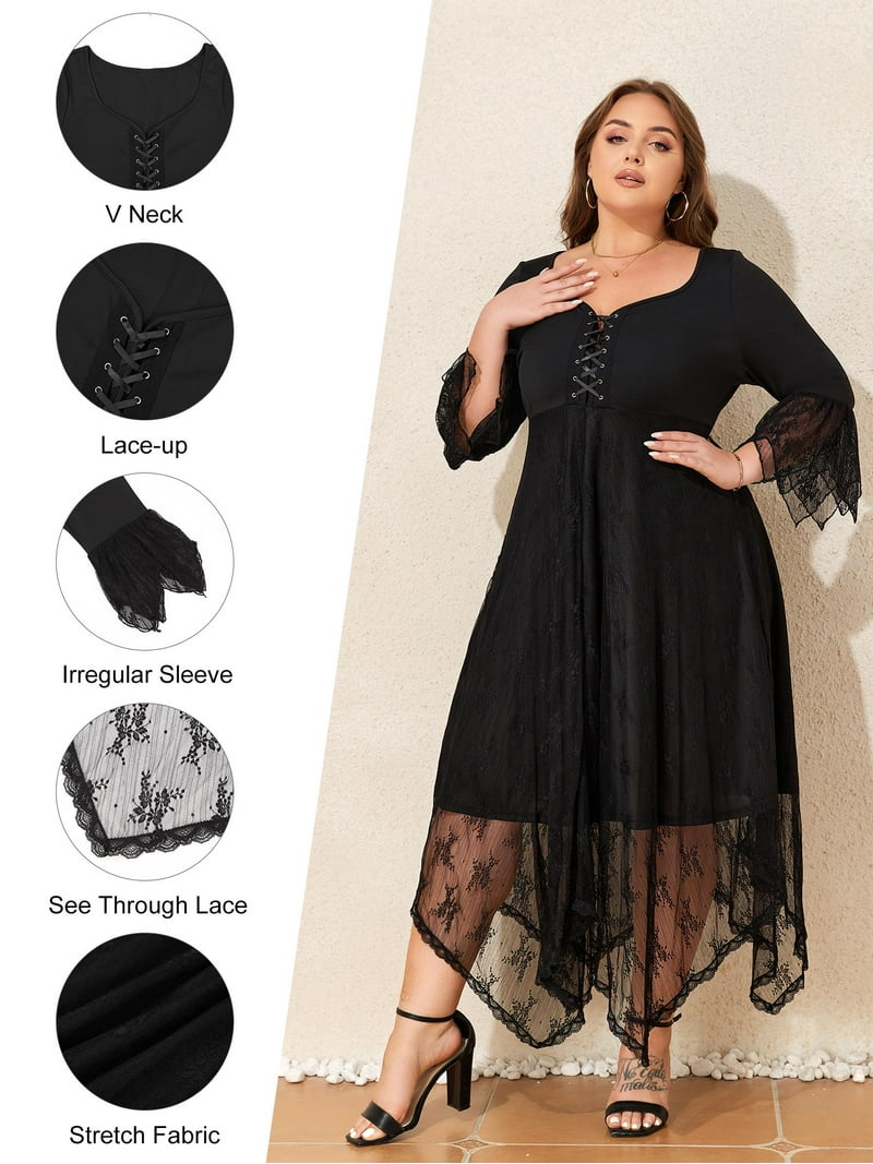 sachin and babi light blue dress Standards & Practices Women's Plus Size Pullover 3/4 Sleeve Flounce Pleated Hem Mini Dress main image 1
