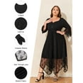 thumbnail image 4 of LapaPlus Womens Plus Size Gothic 3/4 Sleeve Irregular Lace Party Cocktail Dress, Sizes XL-6XL, 4 of 9