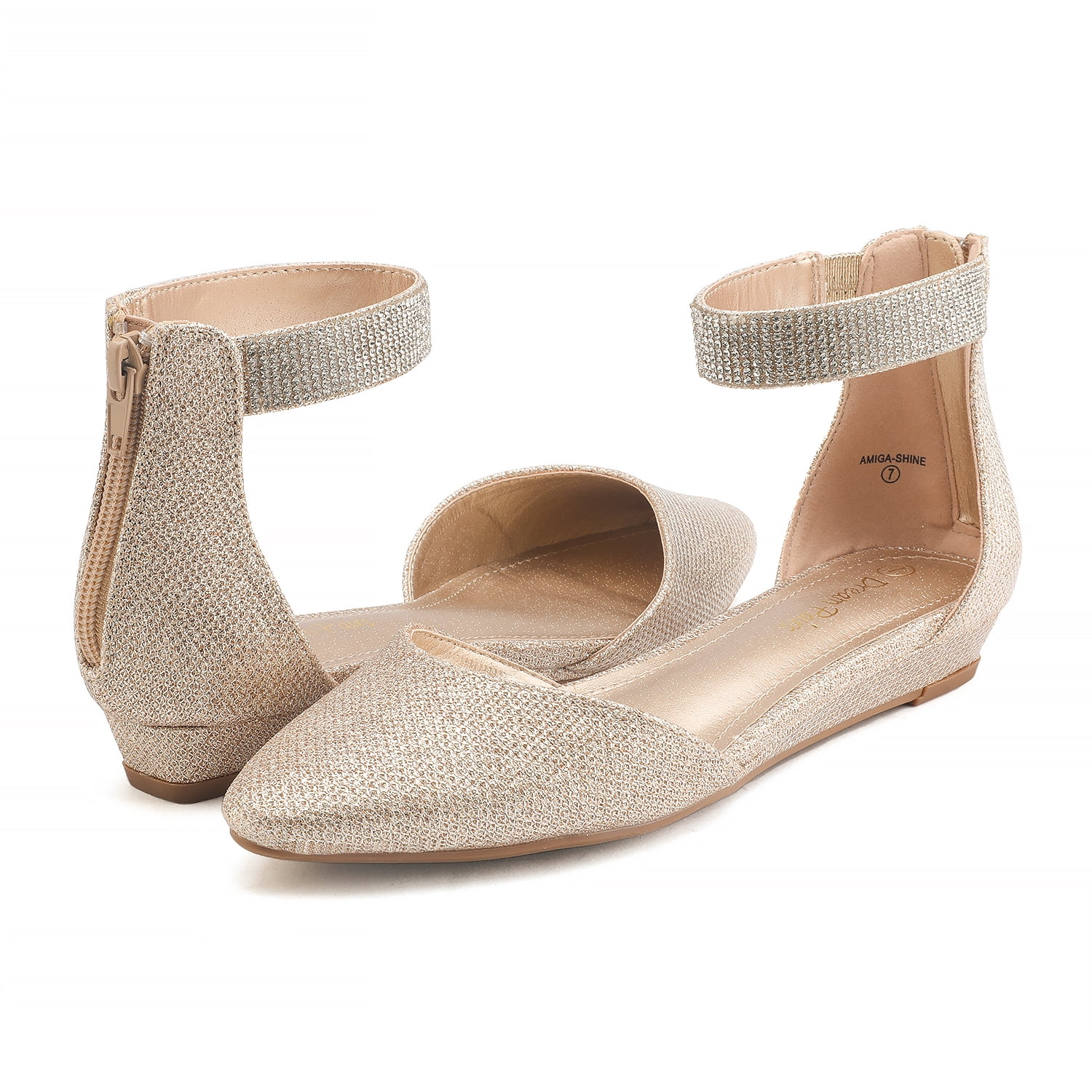 dream pairs women's ankle strap rhinestones low wedge sandals