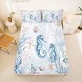 thumbnail image 5 of Erosebridal Cartoon Cute Seahorse Bed Sheets,Watercolor Coral Starfish King Sheets For Girls Boys,Ocean Theme 4-Piece, 5 of 6