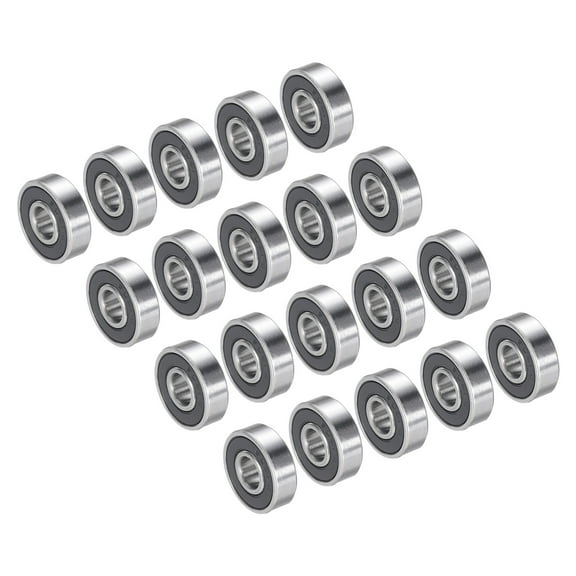 8x22x7mm Skateboard Bearing 608-2RS Steel Ball Bearings Rubber Sealed Shielded Miniature, 20 Pack