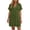 Army Green, variant on Women's Split Neck Short Sleeve Mini Dress Wrap Bust Empire Waist Loose Fit Casual Summer Swing Dress For Women