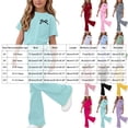 thumbnail image 3 of Enyan Girls Clothes Short Sleeve Graphic Tee and Cargo Pants Set Summer Casual 2-Piece Outfit,9-10 Years, 3 of 7