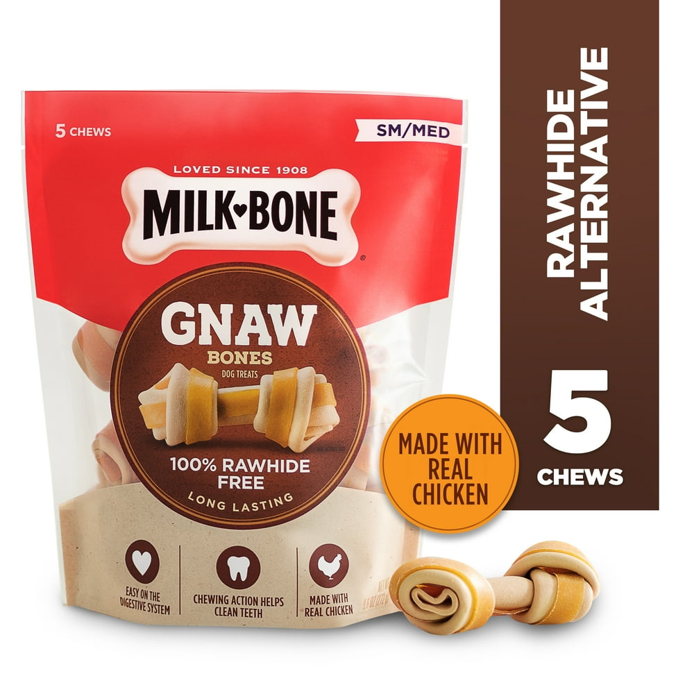 MilkBone GnawBones Knotted Bones, RawhideFree, Chicken, SmallMedium