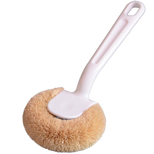 Cepillo de maceta de palmera Suministros de limpieza de cocina Cerdas de fibra de planta de coco natural Olla que no daña (1 pieza)