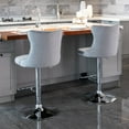 thumbnail image 3 of Tcbosik 2 Pack Modern Velvet Bar Stools with Button Tufted Back, Upholstered Swivel Barstool with Chrome Base, 24.8" - 33" Height Adjustable Island Chair for Kitchen, Dining Room, Gray & Silver, 3 of 10