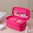 thumbnail image 3 of Bolsa de maquillaje pequeña, bolsa de maquillaje informal para mujer, bolsa de maquillaje de viaje de 2 capas, capacidad de uso diario, 3 of 5
