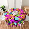 thumbnail image 5 of Retro 80s 90s Tablecloth Round Table Cloths Washable Holiday Table Cover Decorative for Kitchen Dinner Party One Size, 5 of 6