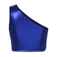 thumbnail image 2 of TiaoBug Kids Girls Metallic Latin Jazz Dance Crop Tops Single Shoulder Sleeveless Sports Tank Vest Top Royal Blue 4-6, 2 of 7