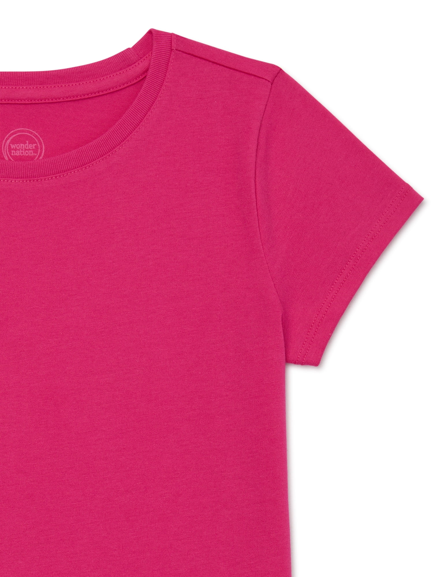 Wonder Nation Girls Kid Tough T-Shirt with Short Sleeves, Sizes 4-18 & Plus