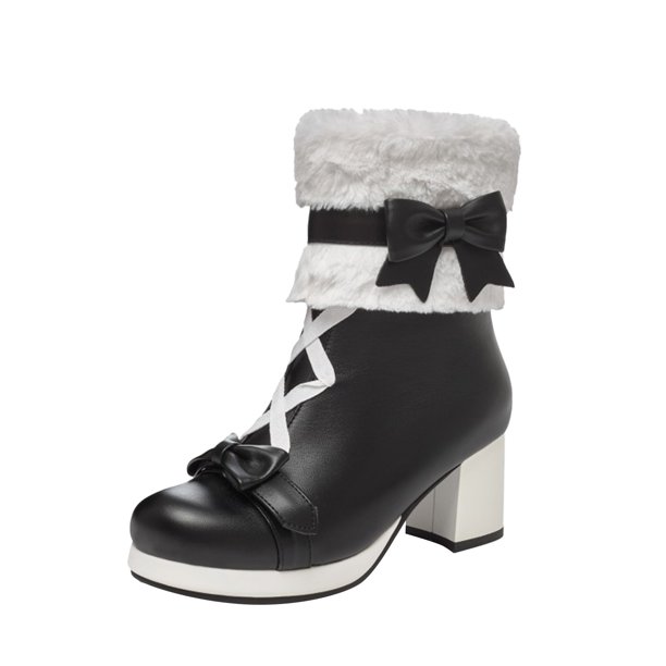 NECHOLOGY Botas Mujer Adulto Femenino Zapatos Botines mujer Zapatos de mujer Color sólido Botas Punta redonda Tacón medio Tacón grueso Cremallera Botas con (Black, 6.5)
