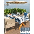thumbnail image 5 of Outdoor Tablecloth with Umbrella Hole for Patio/Picnic/Party/Camping, Farmhouse Blue Plaid Waterproof Table Cloth Rectangle Table Cover Washable, Vintage Country Cock Checkered (52"x 70"), 5 of 8