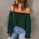 thumbnail image 2 of Blusa de manga larga con volantes y hombros descubiertos para mujer - Top informal holgado para otoño/invierno, 2 of 6