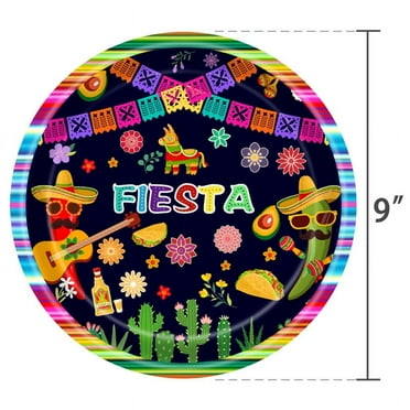 Mexican Fiesta Party Set Paper Plates Cups Napkins Cutlery Tablecloth