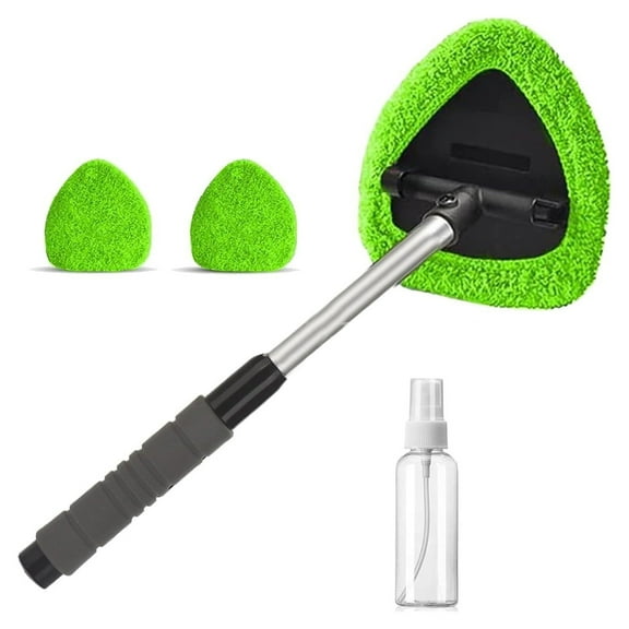 Windshield Cleaner, GoXteam Window Glass Cleaning Tool with Extendable Handle and 3 Washable Reusable Microfiber Cloth for Auto Interior Exterior Glass Wiper Cleaning Kit