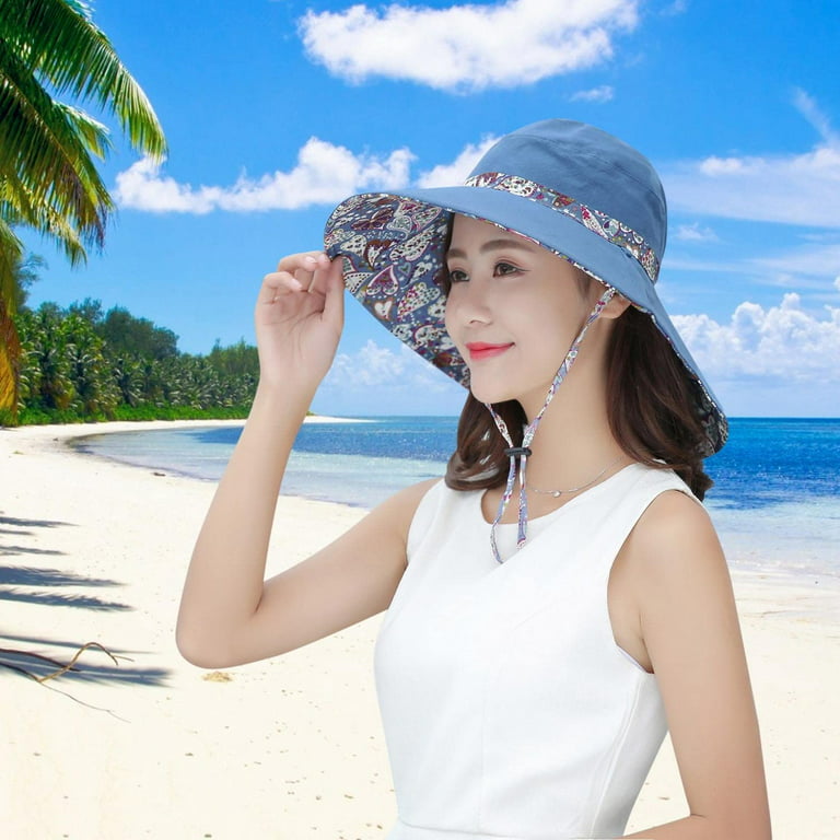 Mier Sun Hats for Women Packable Sun Hat Wide Brim UV Protection Beach Sun Cap - Blue, Women's, Size: One Size