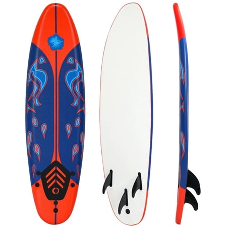 Spaco 6 Feet Surfboard with 3 Detachable Fins-Red Surfboard Stand Up Surfing Board for Beginner Kids & Adults