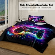BlessLiving 3Pcs Game Controller Comforter Set Queen Size Gaming Bedding Set for Kids Boys Gamer, Multicolor
