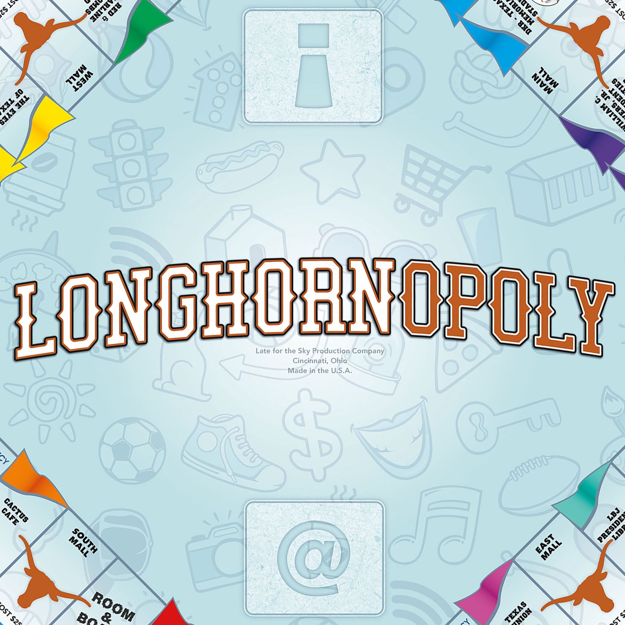 Late For The Sky: Longhorn-Opoly - University of Texas Themed Family Board Game, Opoly-Style, Traditional Play Or 1 Hr Version, Ages 8+, 2-5 Players
