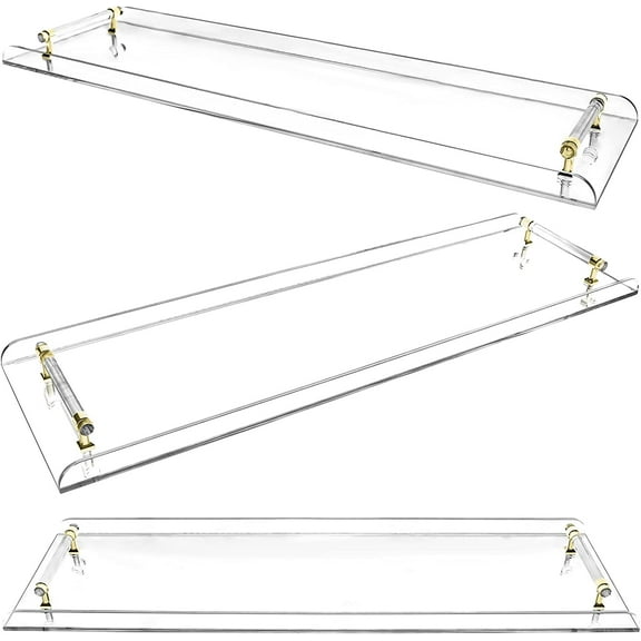 MONIPA Clear Acrylic Bathtub Caddy Tray Luxury Bathroom Bath tub Table Caddy Tray with Gold Handle for Putting Books Wine