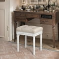 thumbnail image 4 of Makeup Stools for Vanity, 18" in Memory Foam Vanity Stool, Rectangle Tufted Ottoman Bench with Carved White Wood Legs for Bedroom Living Room, Linen, 4 of 5