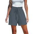 thumbnail image 3 of ClodeEU Women's Drawstring Waist Shorts with Pockets,Casual Comfort Summer Bottoms Dark Gray,Womens Plus XXL, 3 of 9