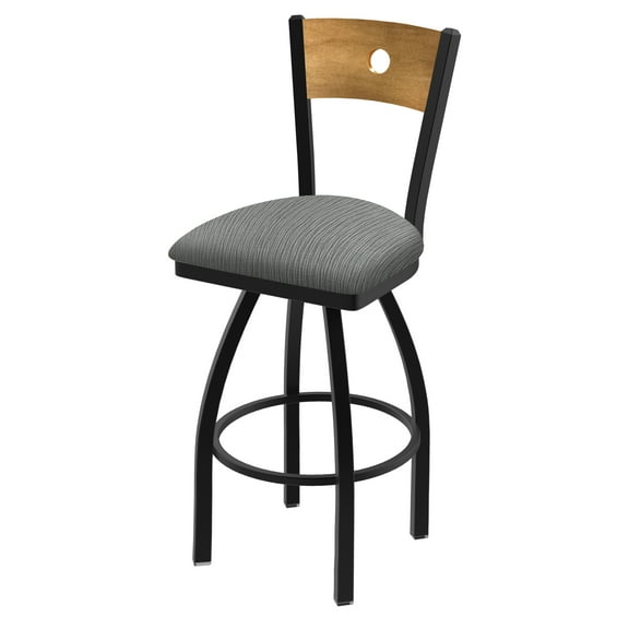 830 Voltaire 36" Swivel Counter Stool with Black Wrinkle Finish, Medium Back and Graph Alpine Seat