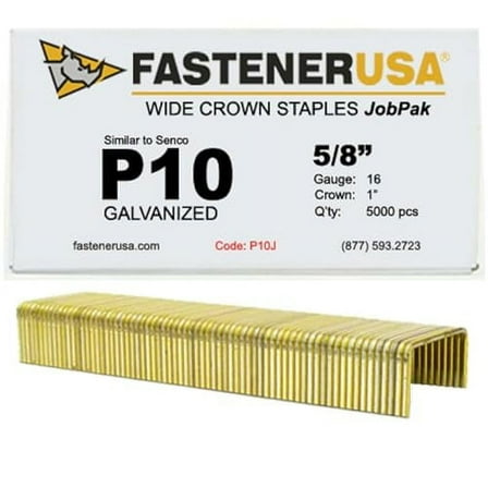 5/8" Leg x 1" Crown 16GA GALV P10 Staples 5,000ct | P10J