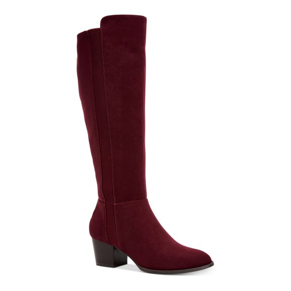 STYLE & COMPANY Womens Burgundy Comfort Stretch Myranda Almond Toe Block Heel Zip-Up Boots 6.5 M