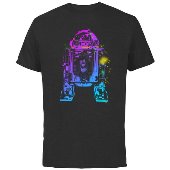 Star Wars R2-D2 Neon Gradient - Short Sleeve Cotton T-Shirt for Adults - Customized-Black