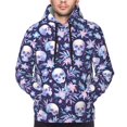 thumbnail image 4 of KLL Skull flower white blue Print Mens Hoodie Long Sleeve Casual Pullover Hooded Sweatshirt Fashion Drawstring Hoodies with Pocket-4X-Large, 4 of 6