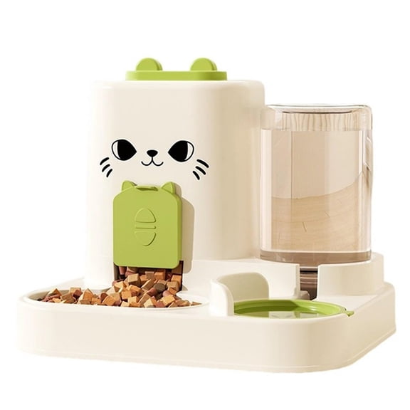2 In 1 Automatic Pet Feeder and Water Dispenser for Small Dogs and Cats, Dual Compartment with 600ml Water Tank and 1500ml Food Container