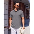 thumbnail image 2 of COOFANDY Mens Button Up Shirts Short Sleeve Dress Shirts Wrinkle Free Casual Untucked Regular Fit Textured Tops with Pocket, 2 of 6