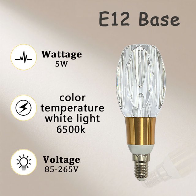 Bombilla LED E12, 5 W (Equivalente a 40 W), 500 Lm sin Regulable, Luz Cálida de 3000 K/luz Solar de 6000 K, Utilizada para Lámparas de Escritorio, Lámparas de Cristal y Lámparas de Araña.