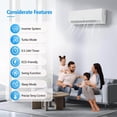 thumbnail image 3 of ROVSUN 2 Zone 9000 + 9000 BTU WIFI Mini Split AC/Heating System, 19 SEER2 Dual Zone 18000 BTU Ductless Split Air Conditioner with Pre-Charged Condenser, Heat Pump & 25Ft Installation Kit, 208-230V, 3 of 8