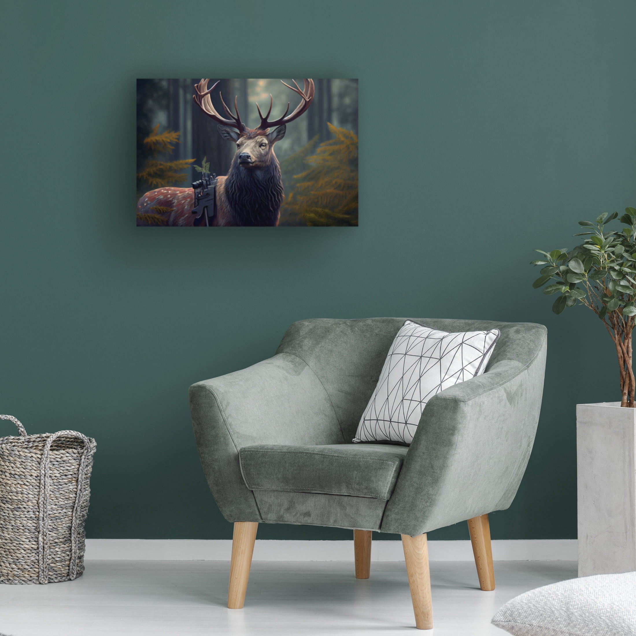 Canvas Wall Art - Sasha 'Warrior Deer I' Wall Art for Living Room, Bedroom, or Office Décor by Trademark Fine Art - 47 x 30 Inches