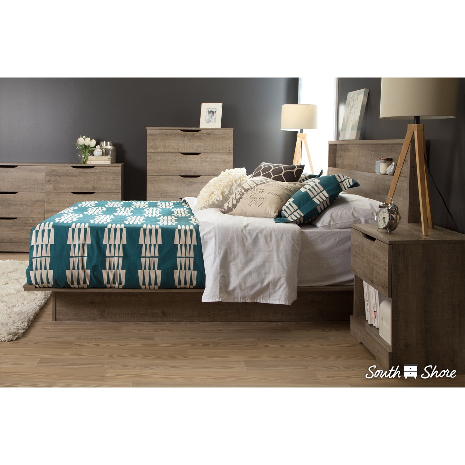 HomeStock Rococo Radiance Headboard with Shelf, Full/Queen 54/60-Inch, Pure White Elegant Bedroom Furniture, Space-Saving Design, Sturdy Wooden Frame