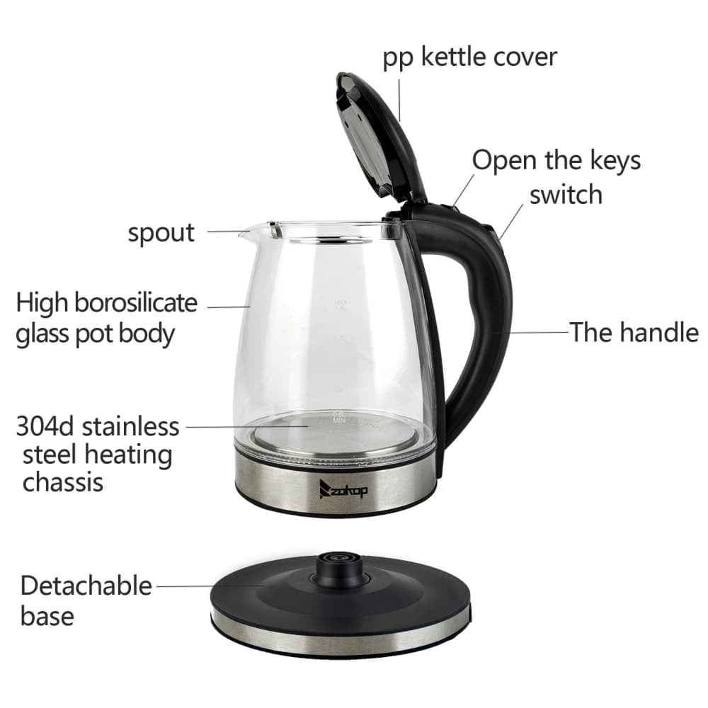 Hassch Electric Water Kettle, 1.8L Large Capacity Stainless Steel Tea Kettle & Hot Water Boiler with LED Lights for Coffee & Tea, Water Heater & Teapot, Black